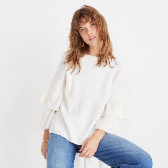 Madewell Sweaters - Madewell Ivory Tier-Sleeve Pullover Sweater